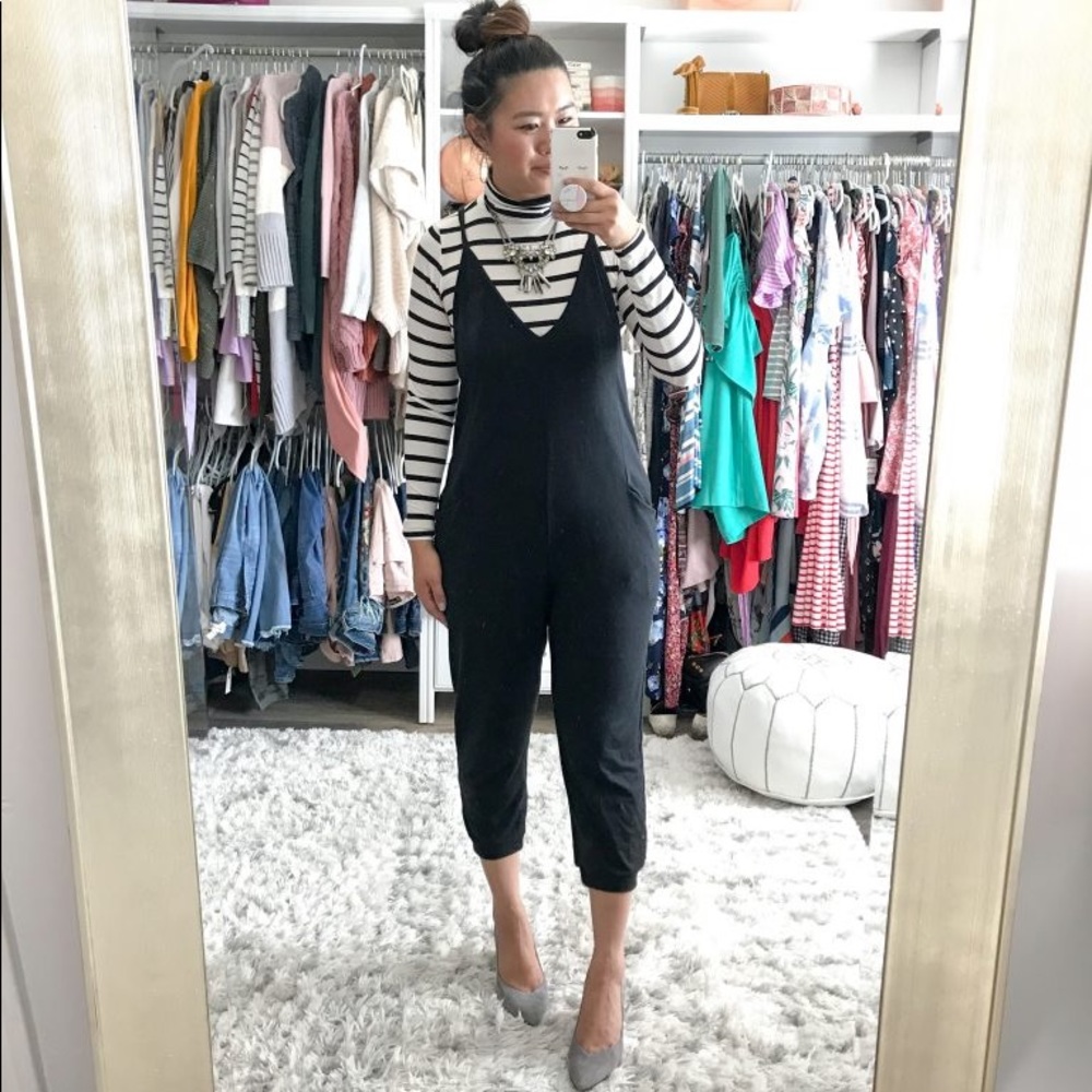Wild Fable Jumpsuit And P.S. Kate Mock Striped Turtleneck Outfit
